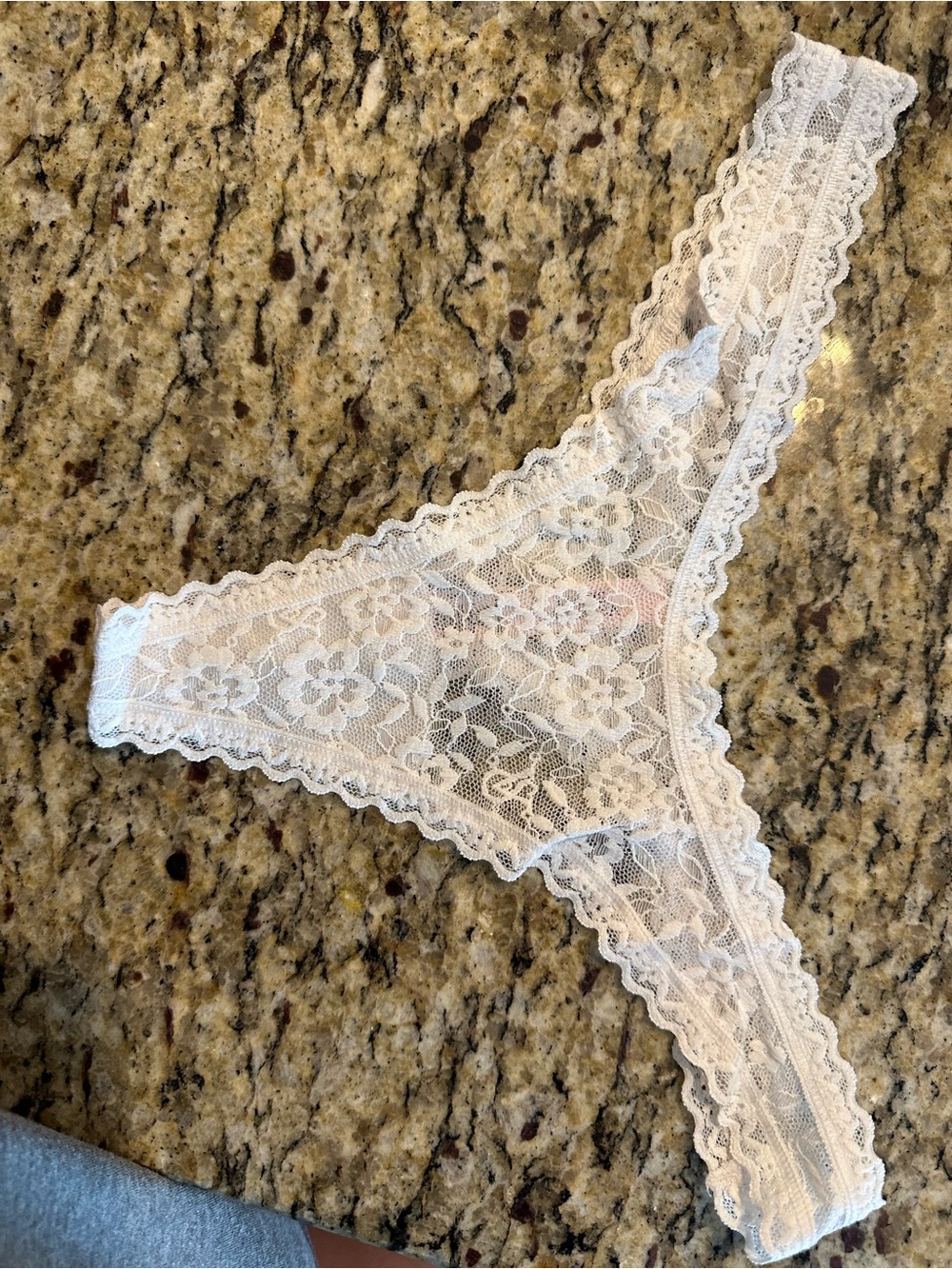 Victoria's Secret White Sheer Floral Lace Thong